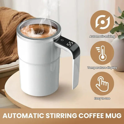 Electric coffee mug with a built-in LCD thermometer