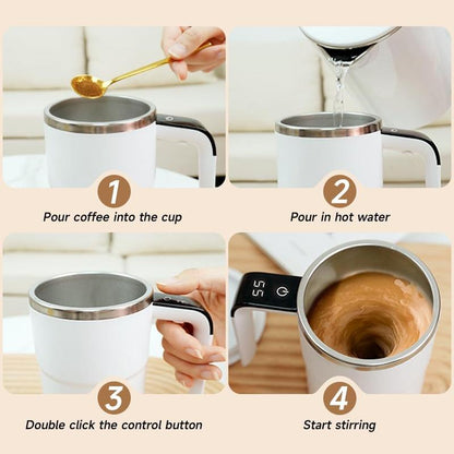 Electric coffee mug with a built-in LCD thermometer