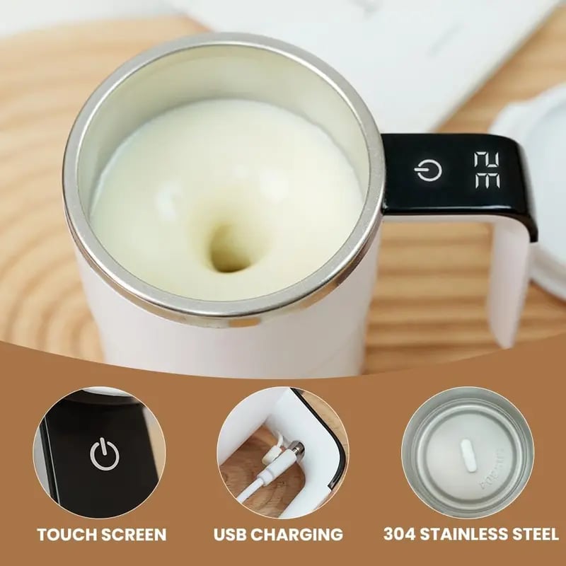 Electric coffee mug with a built-in LCD thermometer