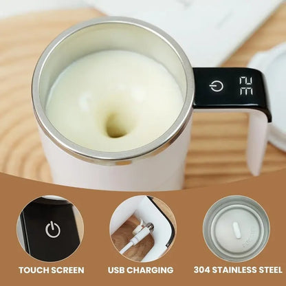 Electric coffee mug with a built-in LCD thermometer