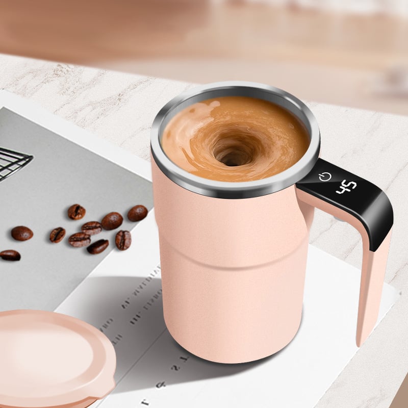 Electric coffee mug with a built-in LCD thermometer